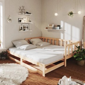 vidaXL Pat de zi extensibil, 2x(90x200) cm, lemn masiv de pin