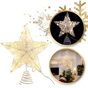 Stea luminoasa LED pentru pomul de Craciun WHITE STAR 25 cm, alba