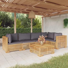 3100900 vidaXL Set mobilier grădină cu perne, 6 piese, lemn masiv de tec