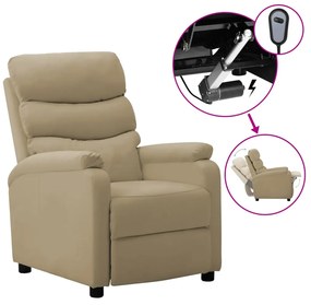 Fotoliu rabatabil electric, cappuccino, piele ecologică