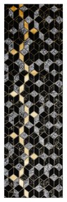 Modern GLOSS covor, traversa 400B 86 stilat, glamour, art deco, 3D geometric negru / aur