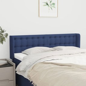 3119206 vidaXL Tăblie de pat cu aripioare, albastru, 147x16x78/88 cm textil