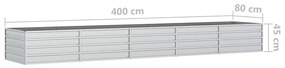 Strat inaltat de gradina argintiu 400x80x45 cm otel galvanizat 1, 400 x 80 x 45 cm
