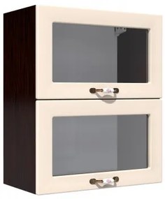 Corp superior vitrina 60 cu 2 usi orizontale Zebra MDF vanilie simplu