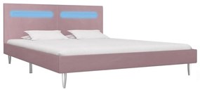 280980 vidaXL Cadru de pat cu LED-uri, roz, 180 x 200 cm, material textil