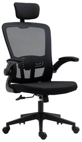 Scaun de birou ergonomic cu suport lombar si tetiera, negru