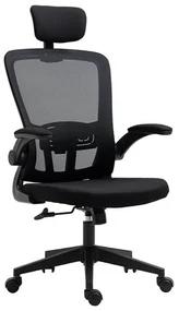 Scaun de birou ergonomic cu suport lombar si tetiera, negru