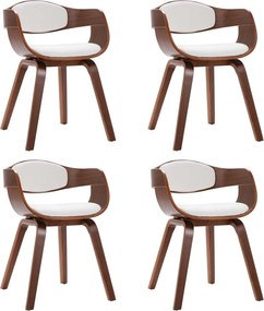 vidaXL Scaune de bucătărie, 4 buc, lemn curbat și piele ecologică