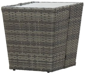 Masa de ceai gri 41,5x41,5x43 cm poliratan sticla securizata 1, Gri, Sticla