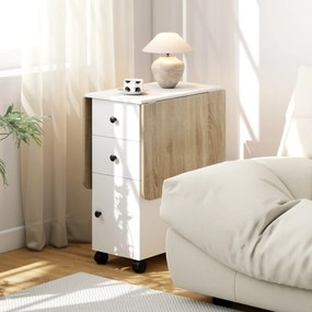 HOMCOM Masă Rabatabilă pentru Maxim 6 Persoane cu 2 Sertare, Dulap și Raft Posterior, 120x60x76.5 cm, Alb | Aosom Romania