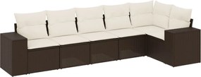 vidaXL Set canapele de grădină cu perne, 6 piese, maro, poliratan