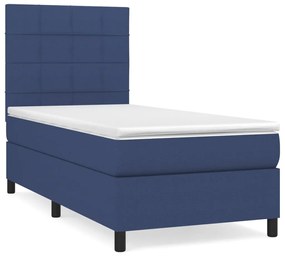 3141735 vidaXL Pat box spring cu saltea, albastru, 80x200 cm, textil
