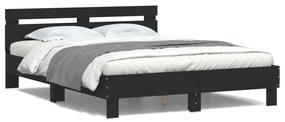 3207547 vidaXL Cadru de pat cu tăblie și LED, negru, 140x200 cm