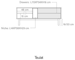 Masă TV albă 140x56 cm Corvo - Teulat