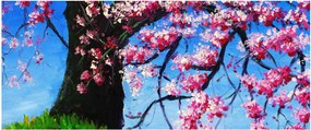 Tablou - Cireș înflorit - pictură (120x50 cm)