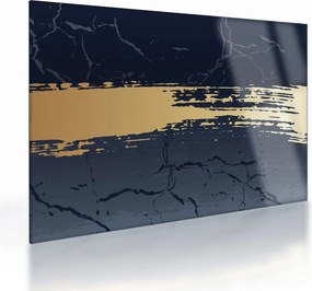 Tablou pe sticlă - Albastru și aur abstracție N⁰2 (70x50 cm)