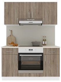 Set haaus V5, Stejar Sonoma Inchis/Alb, Blat Thermo 28 mm, L 140 cm