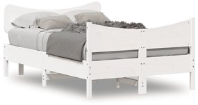 3216385 vidaXL Cadru de pat cu tăblie, alb, 120x200 cm, lemn masiv de pin
