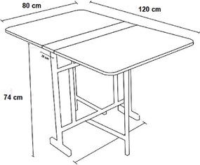 Masa Bucatarie pliabila cu roti Homs negru marmorat 120 x 80 x 74 cm