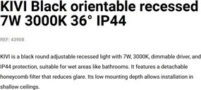 Spot LED incastrat directionabil IP44 KIVI negru 7W 3000K