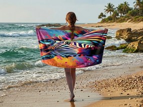 Prosop de plaja XL cu uscare rapida ZEBRINA colorat 100 x 180 cm, 100% microfibra