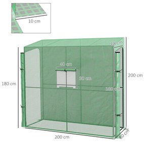 Outsunny Sera Inclinata Portabila 200x80x200cm cu 2 Usi Rulante Fereastra Plasa Verde | Aosom Romania