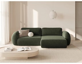 Colțar verde extensibil/cu spațiu de depozitare cu tapițerie din chenille Tonale – Cosmopolitan Design