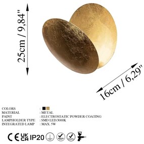 Aplică LED YOSMA LED/5W/230V 3000K auriu