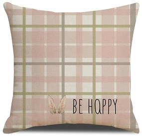 Husa pentru perna BE HAPPY 45x45 cm, roz