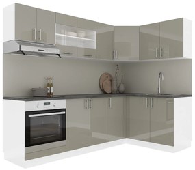 Set haaus V34, Gri Lucios/Alb, MDF, Blat Thermo 28 mm, L 240 x 140 cm