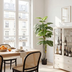 HOMCOM Arbore artificial Monstera H.1,5 m Trunchi și ramuri realiste, finisaj mușchi, frunze 'tortue', ghiveci inclus | Aosom Romania