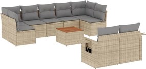 vidaXL Set canapele de grădină cu perne, 10 piese, bej, poliratan