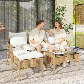Outsunny Set de Mobilier de Grădină, Set de Grădină 3 Piese, Crem Natural | Aosom Romania
