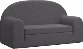 vidaXL Canapea extensibilă de copii cu 2 locuri, antracit, pluș moale