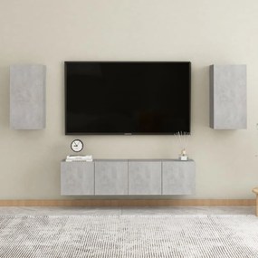3079062 vidaXL Set dulapuri TV, 4 piese, gri beton, lemn prelucrat