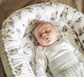 Suport de dormit Babynest Premium Bumbac si Catifea Goose Family - Vintage Beige by BabySteps, 89x56 cm