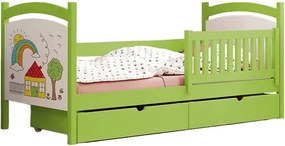 Pat pentru copii drewniane z tablica suchoscieralna Amely 80x190 Certyfikat - Limetka - Konec série