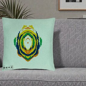 Perna Decorativa Oval Abstract Multicolor, 40x40 cm, Verde Menta, Husa Detasabila, Perna Inclusa, BEKZ®