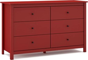 Comodă roșie joasă din lemn de pin 130x80 cm Misti – Marckeric