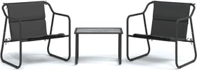 vidaXL Set mobilier de grădină, cu perne, antracit, 3 piese, oțel