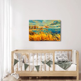 Tablou - Apus de soare peste lac, pictură acrilică (90x60 cm)