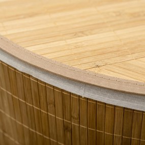 HOMCOM Coș de Rufe din Bambus cu Capac, Design Triunghiular Economisitor de Spațiu, 38x38x57 cm, Culoare Lemn | Aosom Romania