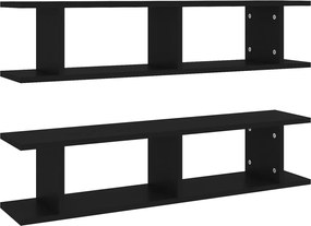 vidaXL Rafturi de perete, 2 bucâți, negru, 90x18x20 cm, PAL