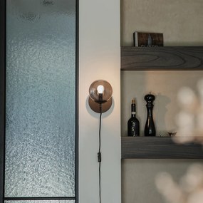 Lampa de perete Art Deco neagră cu sticlă fumurie - Flore