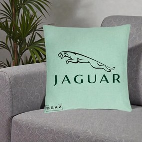 Perna Personalizata cu emblema Jaguar, 40x40 cm, Verde Menta, Husa Detasabila, Perna Inclusa, BEKZ®