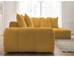 Colțar galben muștar extensibil/cu spațiu de depozitare cu tapițerie din chenille (cu colț pe partea dreaptă/în formă de ”L”) Everest – Bobochic Paris