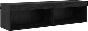 vidaXL Set comodă TV cu led Pe perete Stejar Negru Lemn compozit