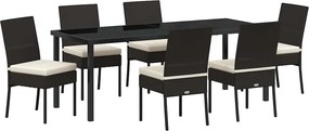 vidaXL Set de masă pentru grădină 7 pcs Negru
