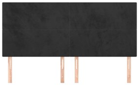 Tablii de pat, 4 buc, negru, 100x5x78 88 cm, catifea 4, Negru, 200 x 5 x 118 128 cm