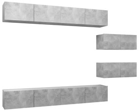 3079148 vidaXL Set de dulapuri TV, 6 piese, gri beton, lemn prelucrat